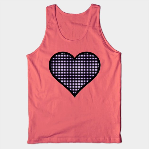 Light Purple and Black Gingham Heart Tank Top by bumblefuzzies